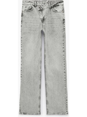 Koton Pamuklu Düğmeli Normal Bel Düz Paça Denim Pantolon - Straight Fit Jean