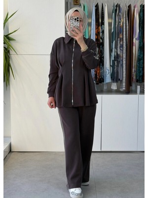 Nuss 1075 Pantolonlu Takım Kahve