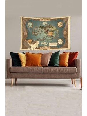 Kazan Hobi Mavi Avatar Dünya Haritası Leke Tutmaz Kadife Kumaş Duvar Örtüsü Duvar Halısı Tapestry, 100 x 140
