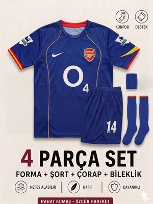 Yensa Arsenal T. Henry Mavi Çocuk Futbol Forması 4'lü Set Forma - Şort - Çorap - Bileklik