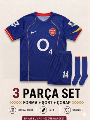 Yensa Arsenal T. Henry Mavi Çocuk Futbol Forması 3'lü Set Forma - Şort - Çorap