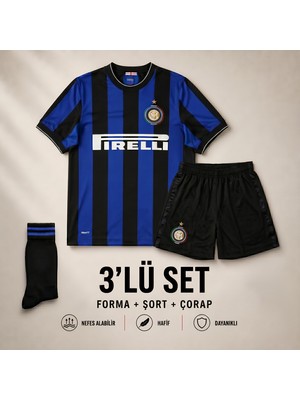 Yensa Inter Milan Ronaldo 24/25 Sezon Çocuk Futbol Forması 3'lü Set Forma - Şort - Çorap
