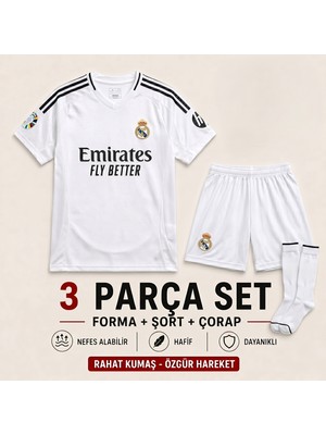 Yensa Real Madrid Bellingham 24/25 Sezon Çocuk Futbol Forması 3'lü Set Forma - Şort - Çorap
