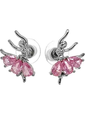Girardi Taşlı Balerin Küpe Pembe GRDB30198-2