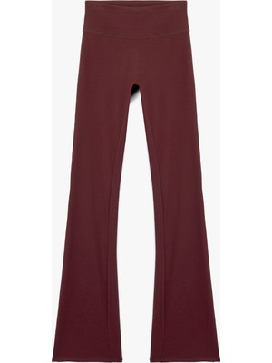 Koton Yüksek Bel Slim Fit Ispanyol Paça Spor Tayt