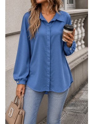 Alyn Wear Kadın Mavi Oversize Gömlek
