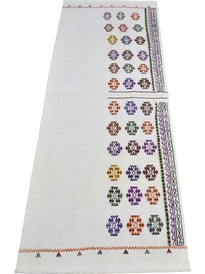 Zehra Abla Halı Yeni El Dokuma Ak Pamuklu Emsalsiz Yörük Kilim 7464