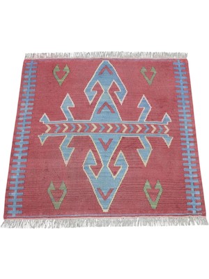 Zehra Abla Halı Vintage El Dokuma Pastel Kare Köşe Pınarbaşı Kayseri Yün Kilim 7471