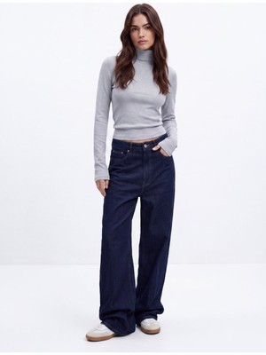 LTB Slim Fit Ribanalı Uzun Kollu Mavi Sweatshırt