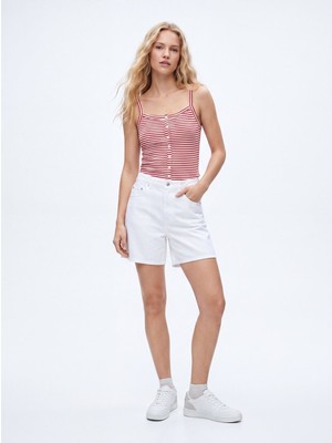 LTB Lızzıe Regular Fit Yüksek Bel Beyaz Jean Şort