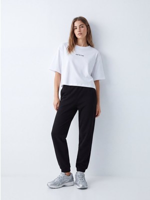 LTB Regular Fit Ribanalı Lastik Paça Siyah Eşofman