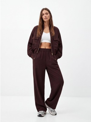 LTB Relaxed Fit Beli Lastikli Modal Kahverengi Pantolon