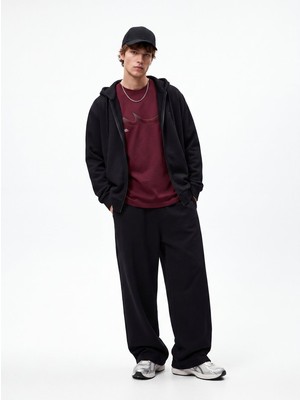 LTB Regular Fit Fermuarlı Kapüşonlu Siyah Sweatshırt