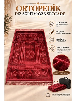 Hig Store Ortopedik Diz Ağrıtmayan 7 cm Visco Süngerli 80X120 Seccade Kadife Embos Üst Kumaş Çantalı