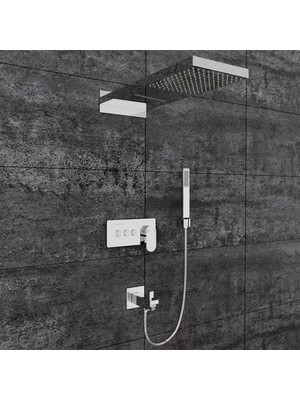 Fause Ankastre Comfort Panel Şelale Duş Seti Gri Pirinç Malzemeden Üretilmiş Şık Tasarım FAU111
