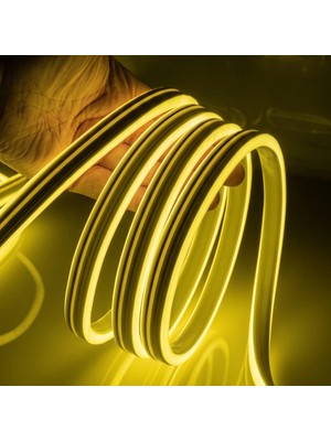 Ema Dükkan 3 Metre 220 Volt Limon Sarısı Neon Led Tak Çalıştır 8x16mm Esnek Hortum Led Suya Dayanıklı Şerit Aydınlatma