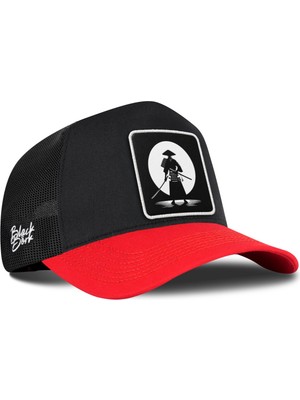 BlackBörk Samuray Logolu Kırmızı-Siyah Trucker Şapka