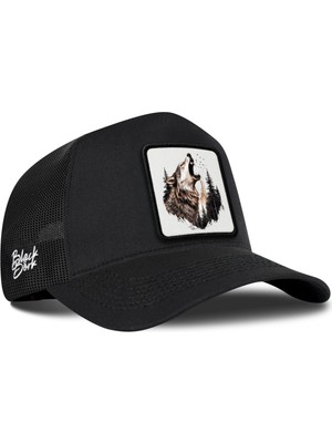 BlackBörk Kurt Logolu Siyah Trucker Şapka