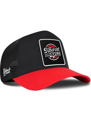 BlackBörk Different Wrong Logolu Kırmızı-Siyah Trucker Şapka