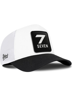 BlackBörk 7 Numara Logolu Siyah-Beyaz Trucker Şapka