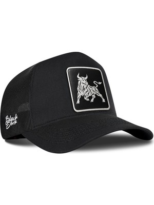 BlackBörk Boğa Logolu Siyah Trucker Şapka