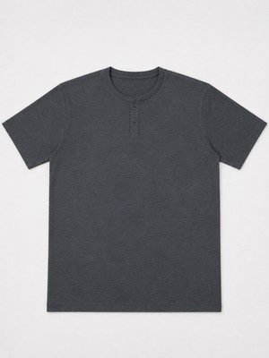 Annex Büyük Beden Çizgili Düğmeli Waffle Erkek Tshirt