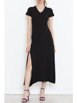 Efnaz Style V Yaka Elbise Siyah