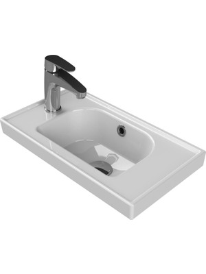 Cerastyle Turkuaz Seramik Frame Mini 50 cm Etajerli Lavabo Modern Tasarım ve Şık Görünüm