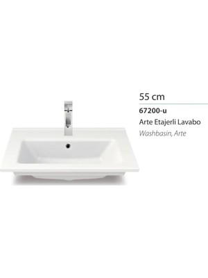 Turkuaz Cerastyle Arte Etajer Uyumlu Lavabo 55*36,5 cm Geniş Yüzey ile Kolay Temizlik Sağlar