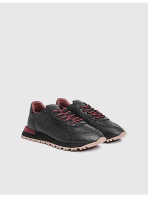İLVİ Ballatria Hakiki Floter Deri Kadın Bordo Sneaker