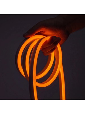 Ema Dükkan 12 Volt 3 Metre Turuncu Neon Led Işık Prize Takılmaya Hazır Değil Esnek Silikon Şerit Led