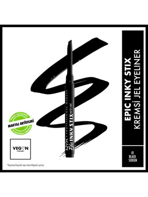 NYX Professional Makeup Epic Inky Stix Kremsi Jel Eyeliner - 01 Black Screen