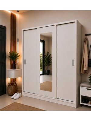 Metalia Gm 457 Veslina 3 Kapaklı Aynalı Sürgülü Portmanto
