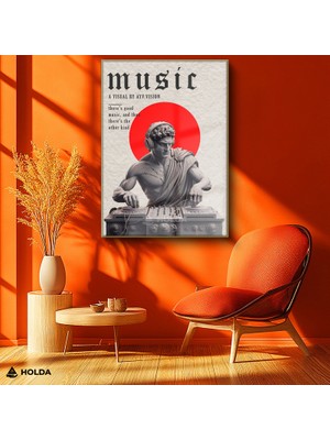 Holda Props Altın Renk Çerçeveli Cam Tablo Heykel ve Müzik Soyut Tablo Duvar Dekorasyonu