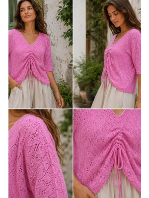 Gülseli Ön Büzgülü Triko Bluz P-00022288