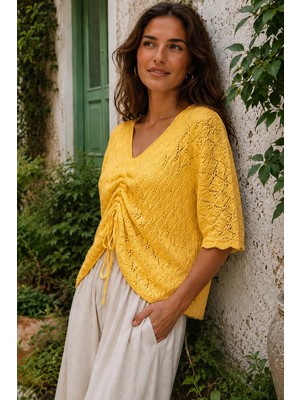 Gülseli Ön Büzgülü Triko Bluz P-00022288