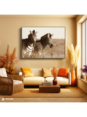 Holda Props Altın Renk Çerçeveli Cam Tablo Zebra Hayvanlar Hayvanlar Tablosu Duvar Dekorasyonu