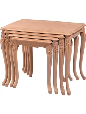 Masifart 2187 Lale Zigon Sehpa Cilasız Ahşap Gürgen Ayaklı 49 cm Derinlik 56 cm Genişlik