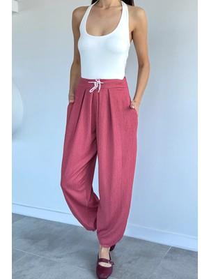 Gülseli Bel Lastikli Şalvar Pantolon P-00022206