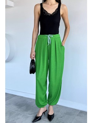 Gülseli Bel Lastikli Şalvar Pantolon P-00022206