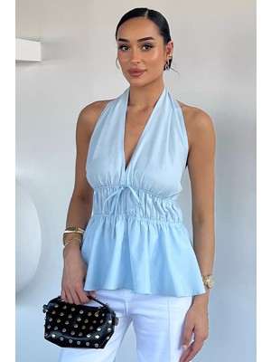 Gülseli Kadın Sırt Dekolteli Halter Yaka Bluz P-00022052