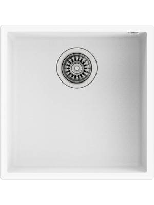Teka SQUARE 40.40 TG ARTIC WHITE Tezgahaltı Granit Eviye Damlalıksız Beyaz 40 cm 115230029