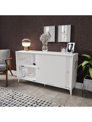 Kzn Home Joker Çok Amaçlı Beyaz Konsol 1. Kalite MDF Modern Tasarım Yüksek 87 cm