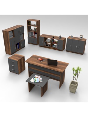 L'occi Concept Diego Antrasit Ofis Büro Masa Takımı 140 cm Ahşap Malzeme ile Modern Tasarım