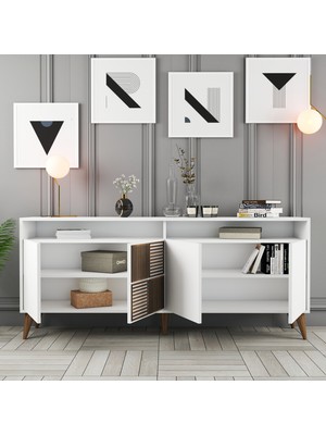 Variant Mobilya Milan Konsol Modern Tasarım Beyaz Renk 180 cm Derinlik 35 cm Dayanıklı Materyal