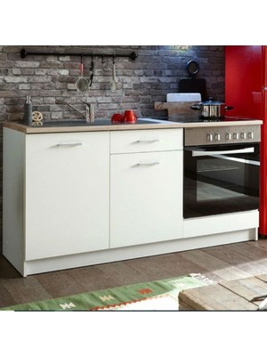 T Designo 180 cm Mutfak Çekmeceli Alt Modül Beyaz Suntalam Malzeme ile Geniş Depolama Alanı