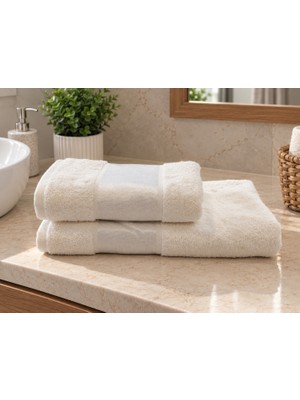 Tanem Home %100 Pamuklu 2'li Havlu Seti 50X90 El ve Yüz Havlusu + 70X140 Banyo Havlusu, Bordürlü