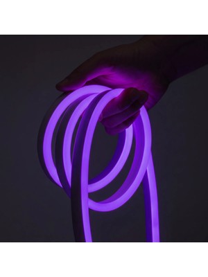 Ema Dükkan 12 Volt 5 Metre Mor Neon Led Işık Prize Takılmaya Hazır Değil Esnek Silikon Şerit Led