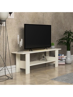 Lagomood Nero Beyaz Tv Ünitesi Modern Tasarım Suntalam Malzeme 125 cm Genişlik 40 cm Yükseklik