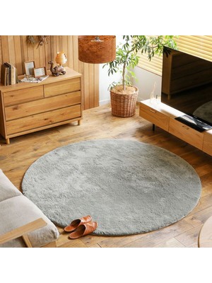 Valery Home Yuvarlak Comfort Post Yumuşak Dokulu Gri Overloklu Peluş Halı